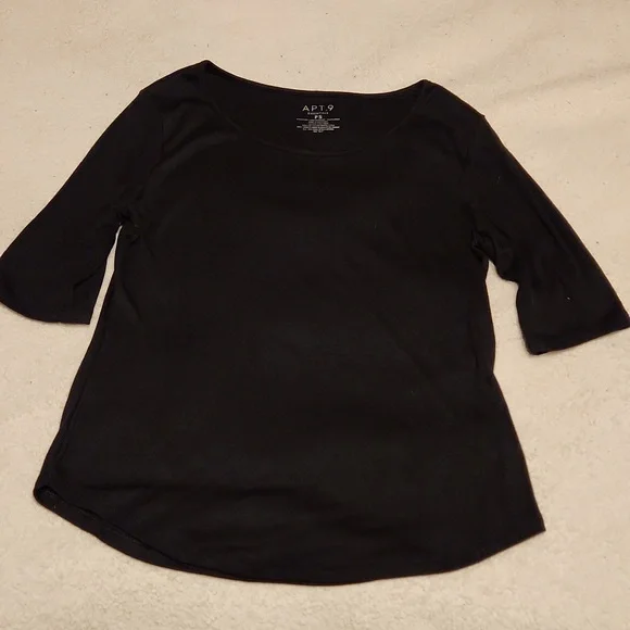 Apt. 9 Women's Classic Black Elbow Length Sleeve Tee - Picture 3 of 3